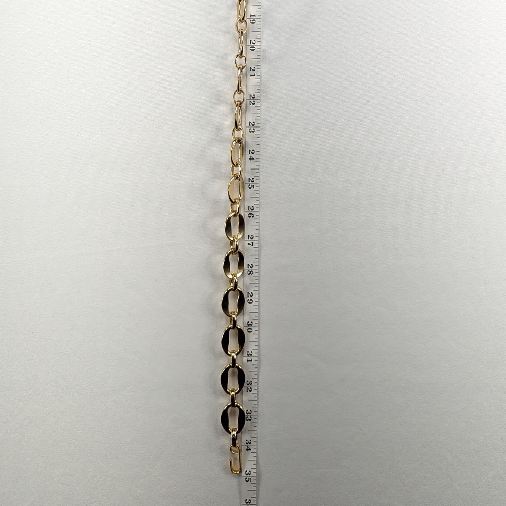Gold Tone Chunky Oval Chain Link Statement Belt 34 Inch Long Hook Closure - Picture 4 of 4